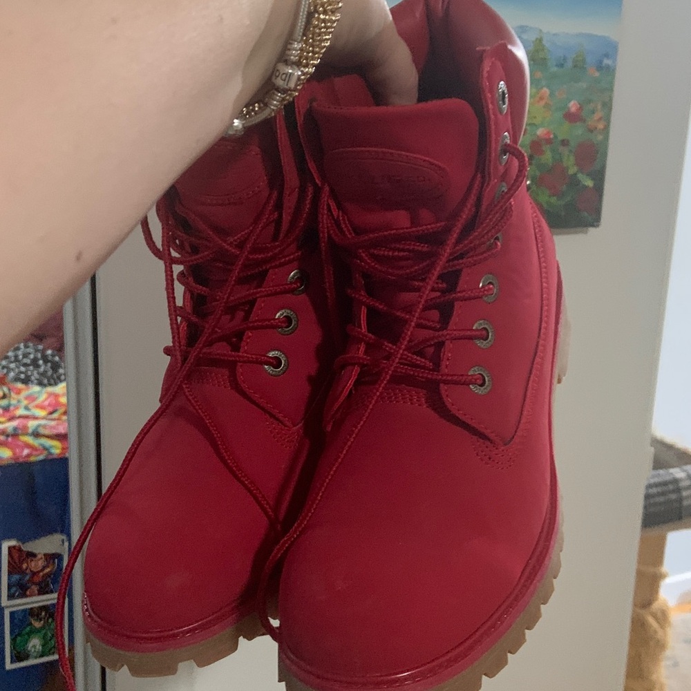 Lug Red Combat Boots - Picture 8 of 8